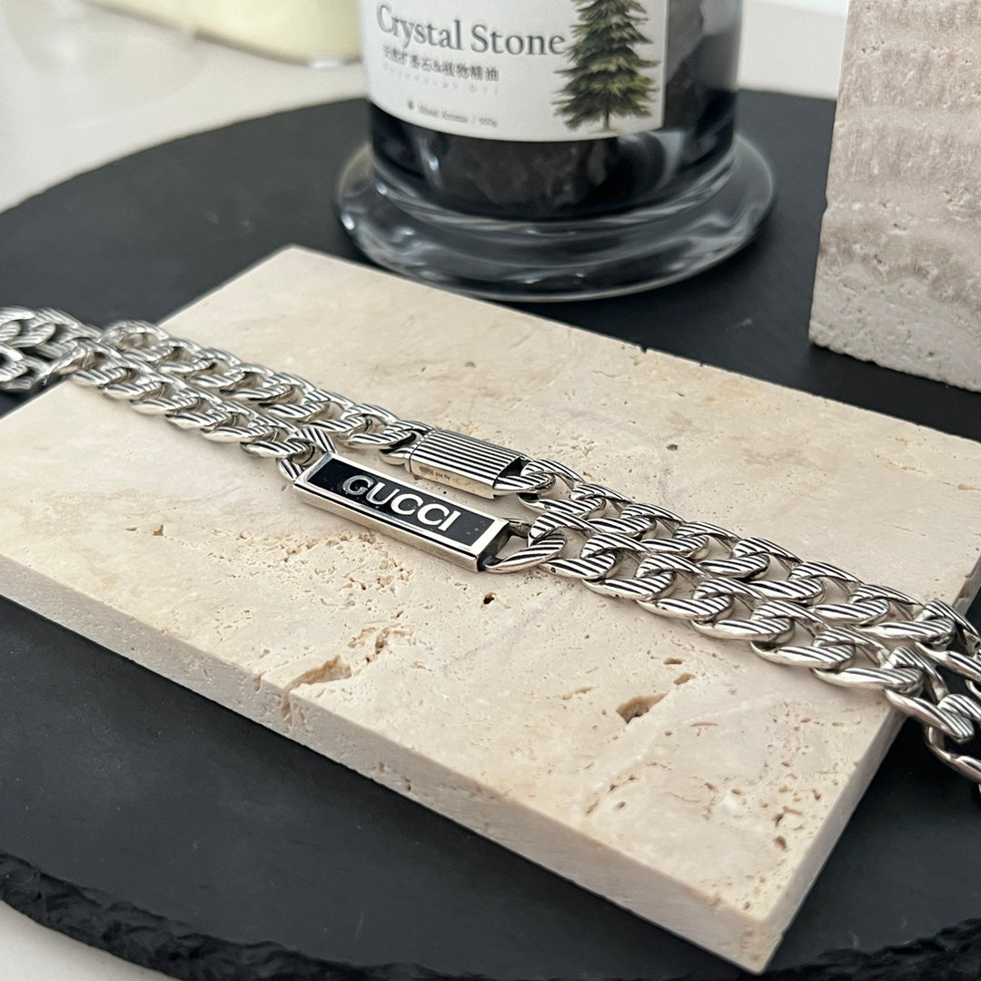 GG Logo Enamel Chain Necklace