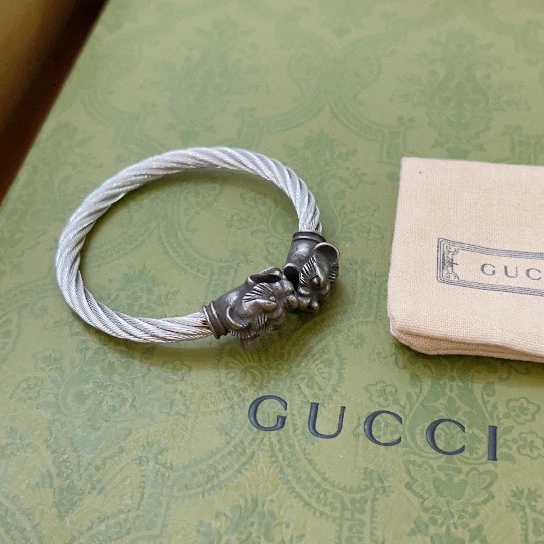 GG Double Tiger Head Vintage Bracelet