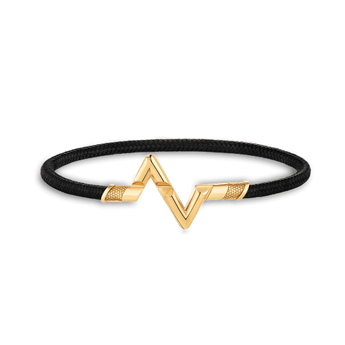 18K Louis Volt Upside Down Play Black Bracelet