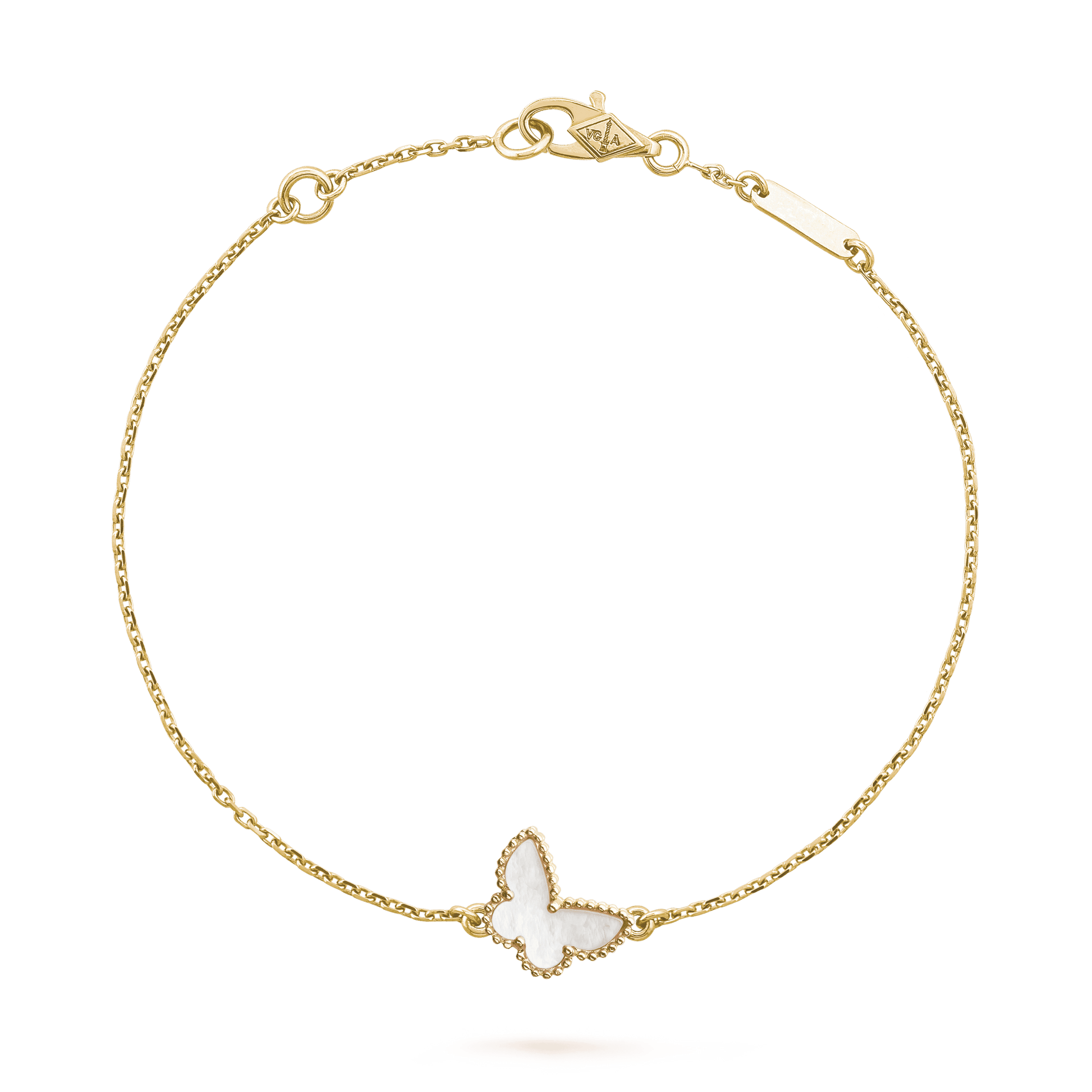 18K Van Cleef & Arpels Lucky Alhambra Butterfly Pendant Bracelet