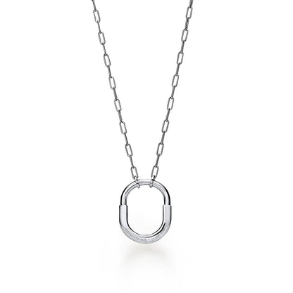 18K T Lock Pendant Pave Diamonds Necklace