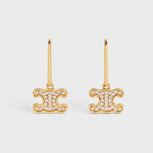 18k Celine Triomphe Rhinestone Earrings