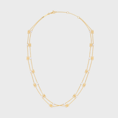 18K Celine Triomphe Pearl Double Necklace