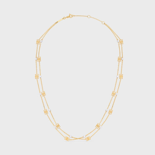 18K Celine Triomphe Pearl Double Necklace
