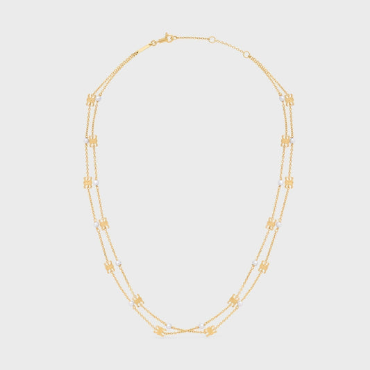 18K Celine Triomphe Pearl Double Necklace