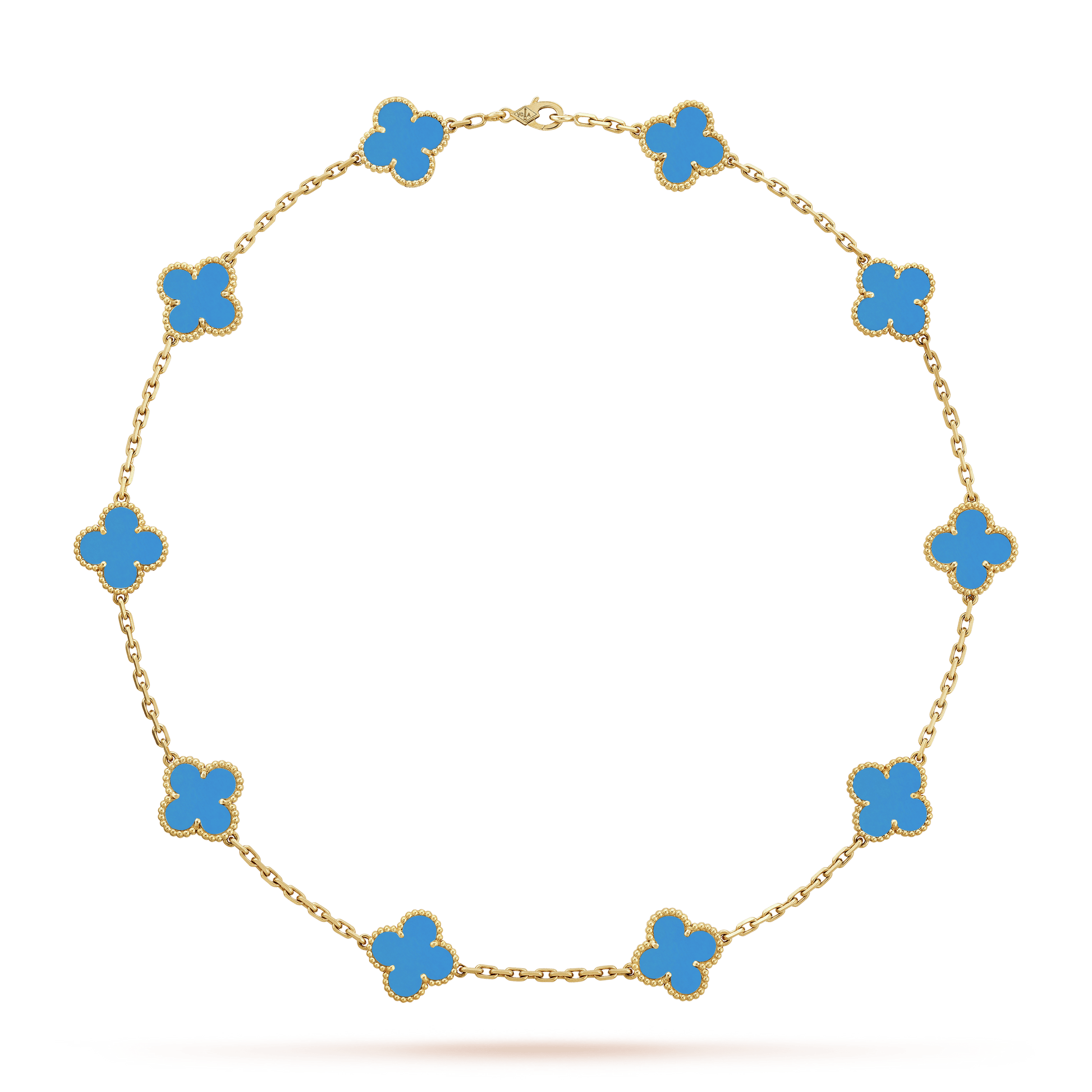 18K Van Cleef & Arpels Vintage Alhambra Agate 10 Motifs Necklace