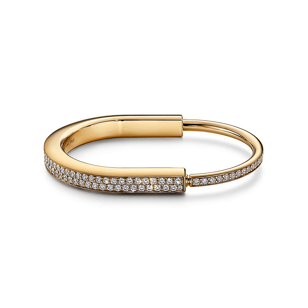 18K T Lock Bangle Full Pave Diamonds Bracelet