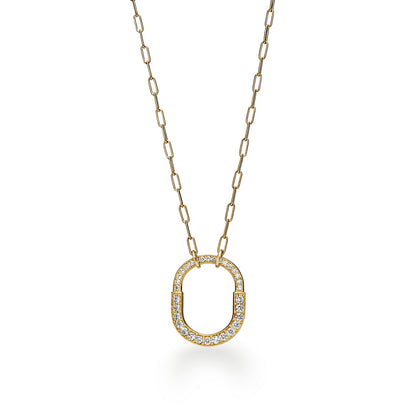 18K T Lock Pendant Pave Diamonds Necklace