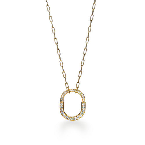 18K T Lock Pendant Pave Diamonds Necklace