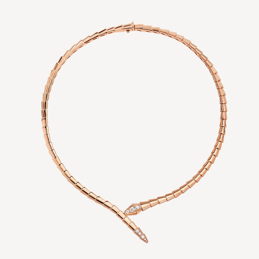 18K BV Serpenti Viper Demi-Pave Diamonds Necklace