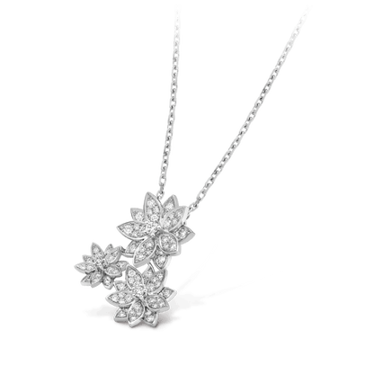 18K Three Flowers Lotus Necklace