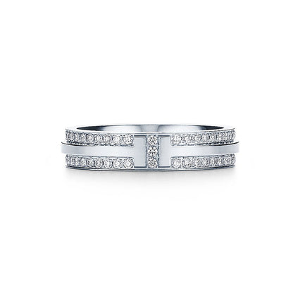 18K T Narrow Pave Diamond Ring