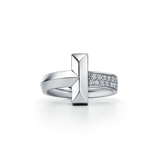 18K T Narrow Pave Ring