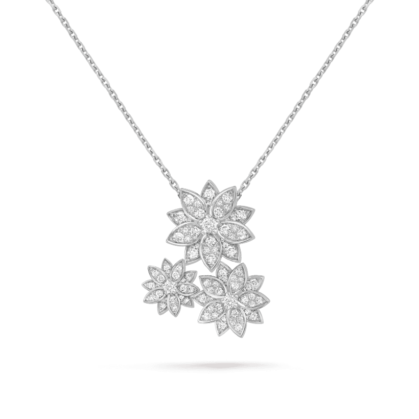 18K Van Cleef & Arpels Three Flowers Lotus Necklace