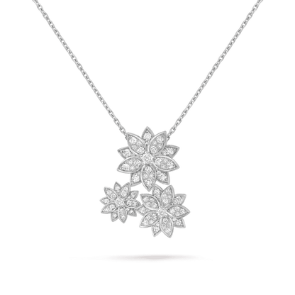 18K Van Cleef & Arpels Three Flowers Lotus Necklace