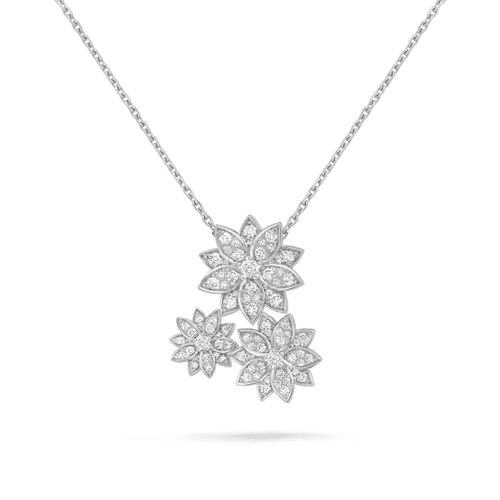 18K Van Cleef & Arpels Three Flowers Lotus Necklace