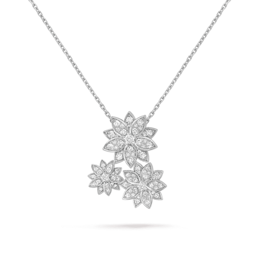18K Van Cleef & Arpels Three Flowers Lotus Necklace