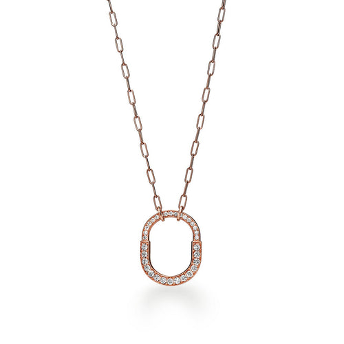18K T Lock Pendant Pave Diamonds Necklace