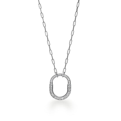 18K T Lock Pendant Pave Diamonds Necklace