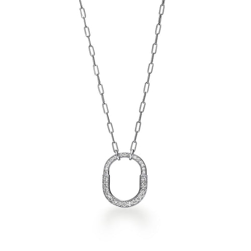 18K T Lock Pendant Pave Diamonds Necklace