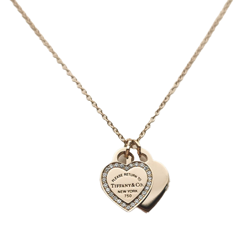 18K T Red Double Heart Diamond Necklaces