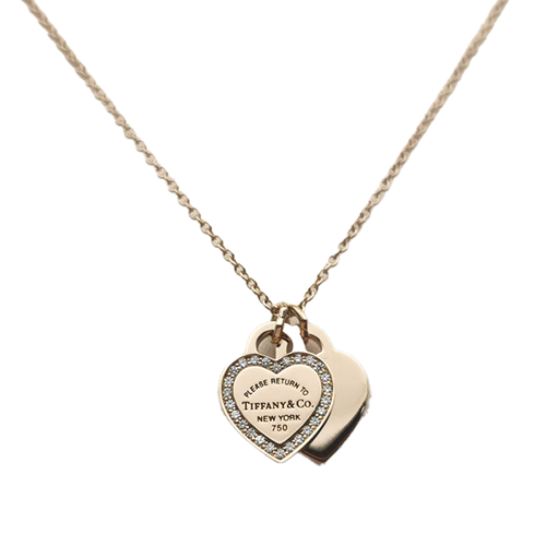 18K T Red Double Heart Diamond Necklaces