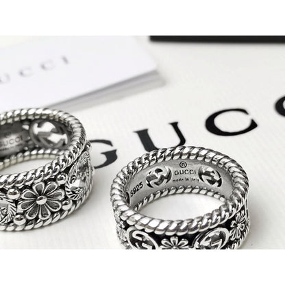Double G Interlocking G Flowers Ring
