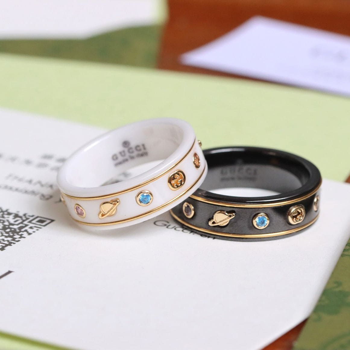 18K Double G Icon With Gemstones Corundum Ring