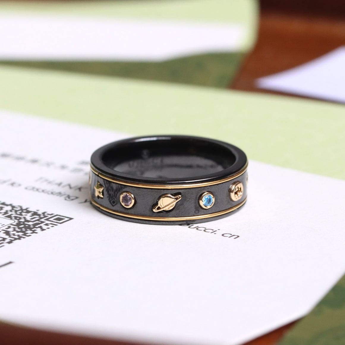 18K Double G Icon With Gemstones Corundum Ring