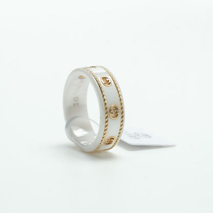 18K Double G Interlocking G Icon White Zirconia Ring