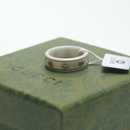 18K Double G Interlocking G Icon White Zirconia Ring