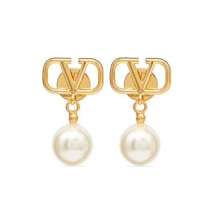 18K Vlogo Pearl Earrings