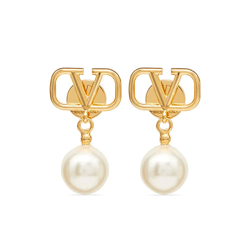 18K Vlogo Pearl Earrings
