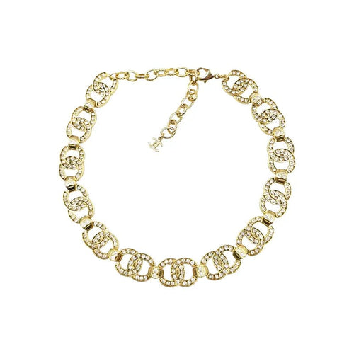18K CHANEL Rhinestone 2021 CC Interlocking Choker Necklace