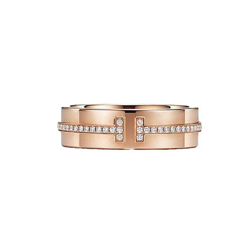 18K Rose Gold T Narrow Diamond Ring