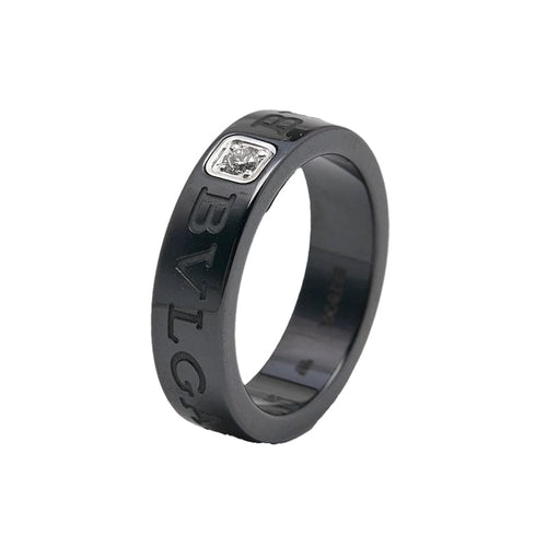 18K White Gold BV Black Ceramic Diamond Ring