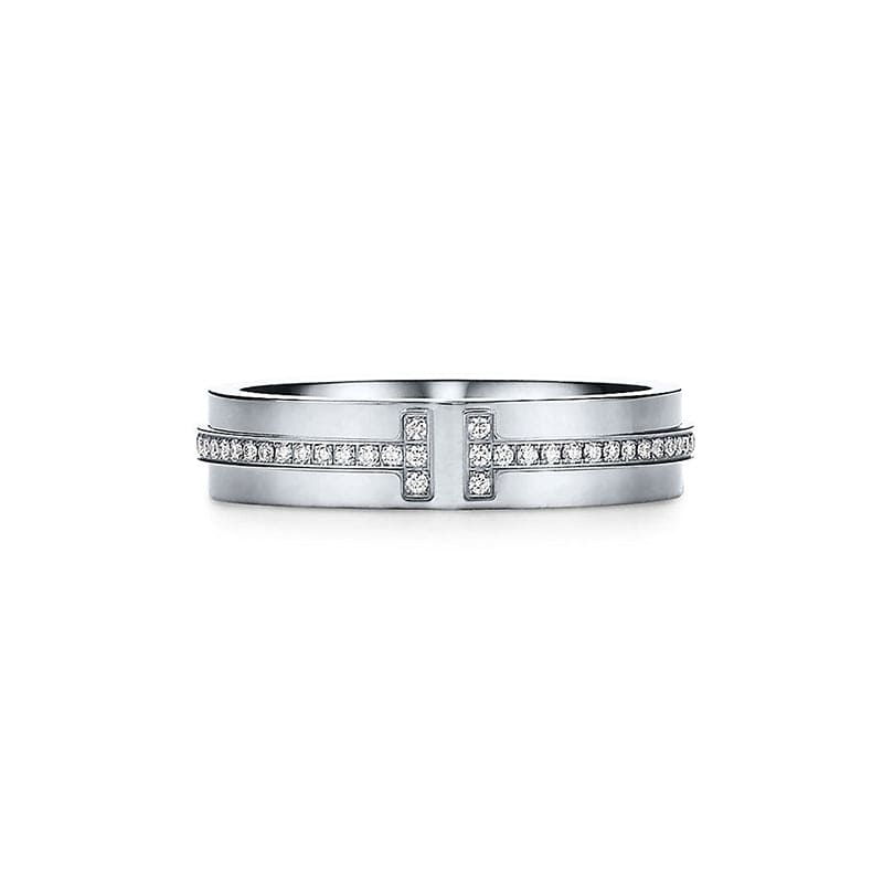 18K White Gold T Narrow Diamond Ring