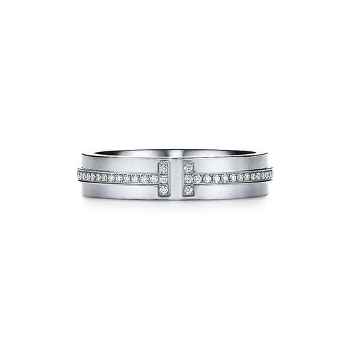 18K White Gold T Narrow Diamond Ring