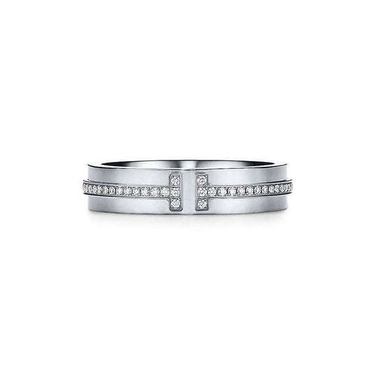 18K White Gold T Narrow Diamond Ring