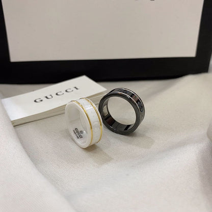 18K Double G Icon Black Corundum Ring