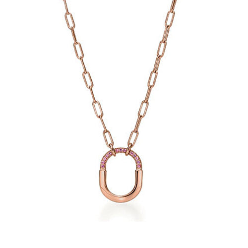 18K T Lock Pink Pave Diamonds Necklace