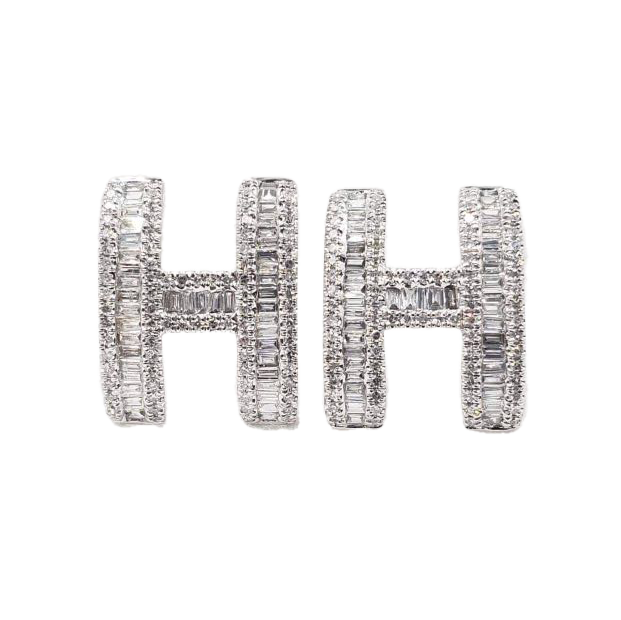 18K Pop H Diamonds Earrings