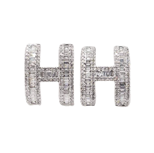 18K Pop H Diamonds Earrings