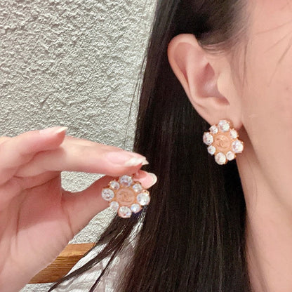 18K CC Color Flower Diamond Earrings