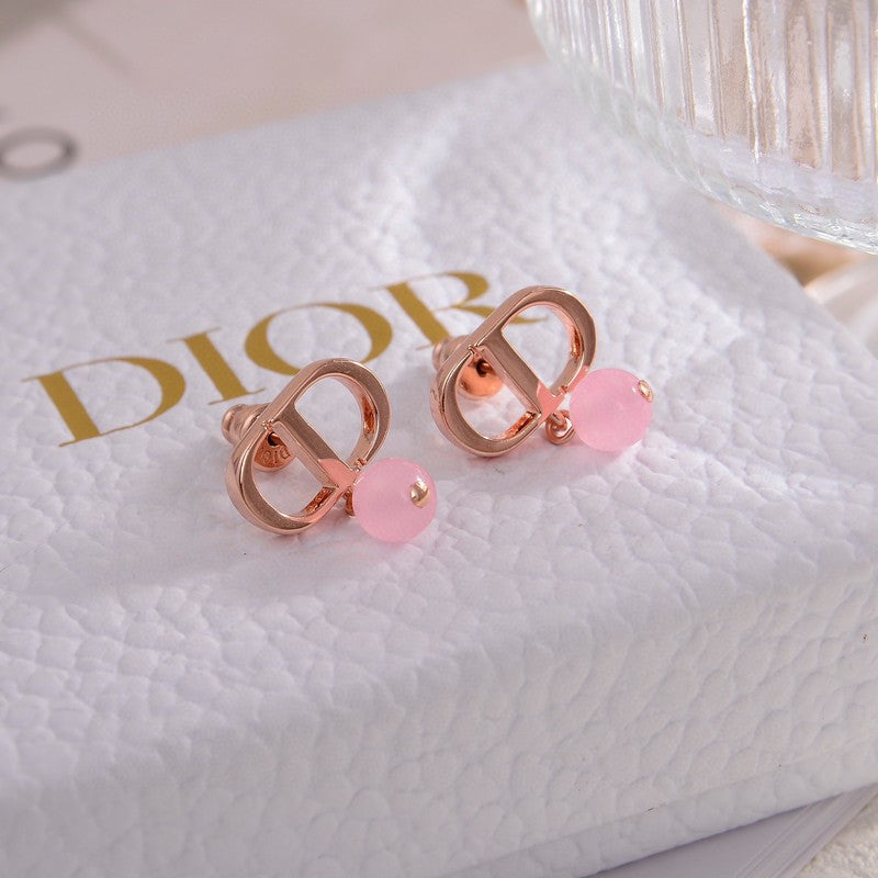 18K Petit CD Pink Earrings