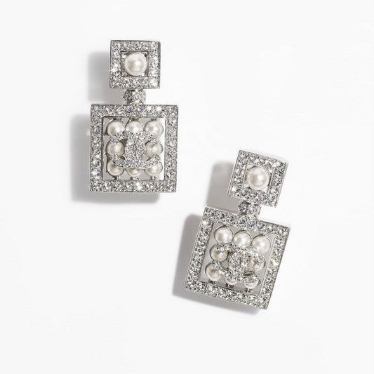 18K CC Diamond Pearl Perfume Earrings