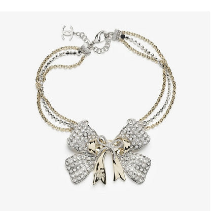18K CC 25K Bow Tie Choker Necklace