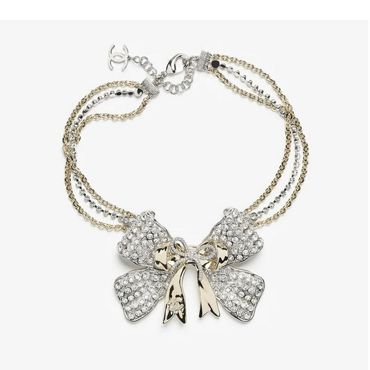 18K CC 25K Bow Tie Choker Necklace