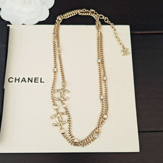 18K CC Crystal Long Necklace