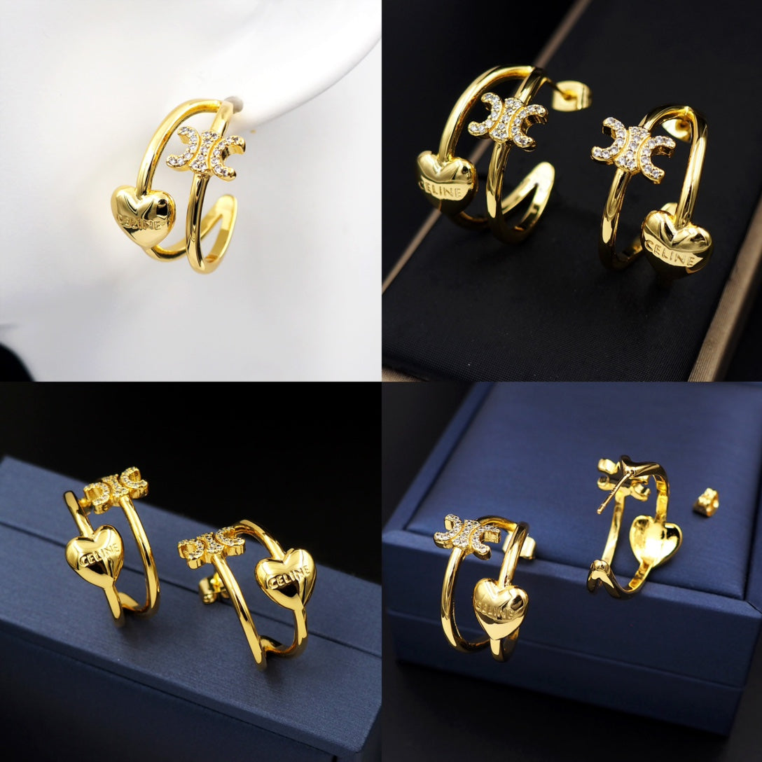 18K Triomphe Heart Earrings